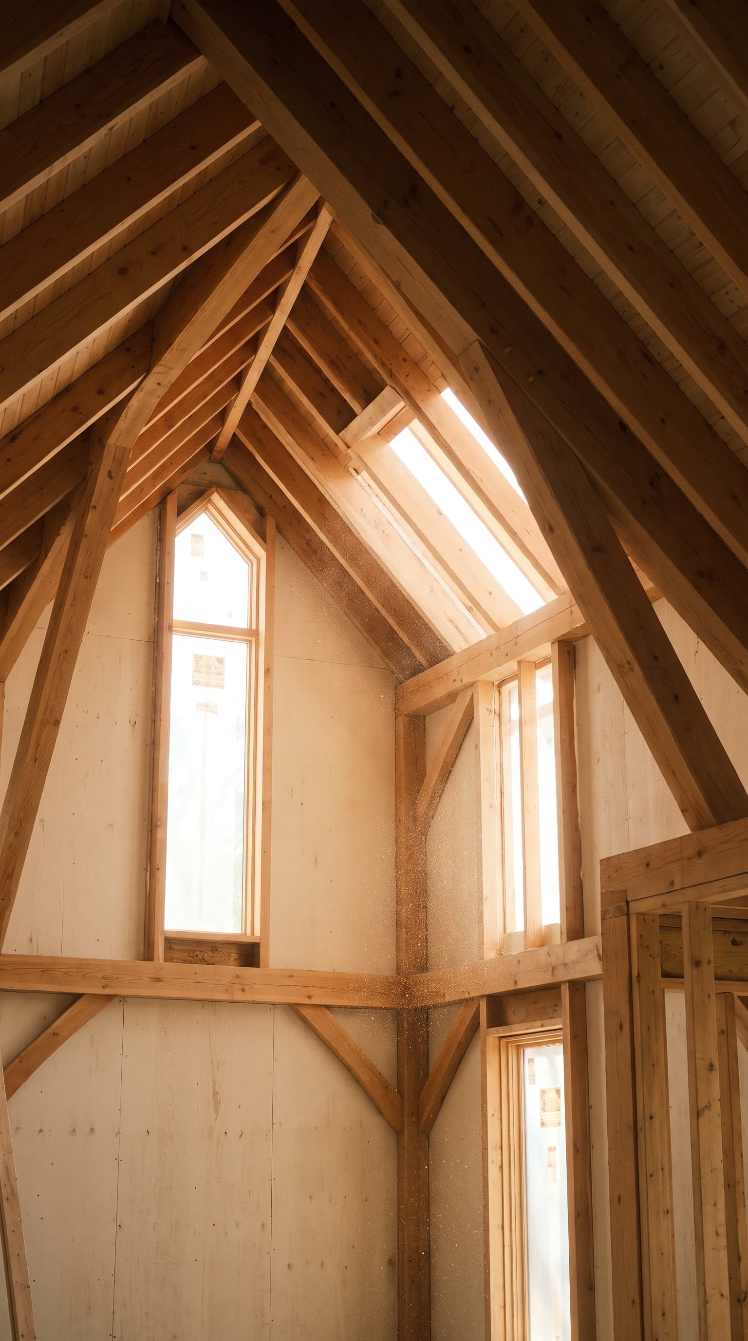 Ossature de bois d’un agrandissement en cours de montage